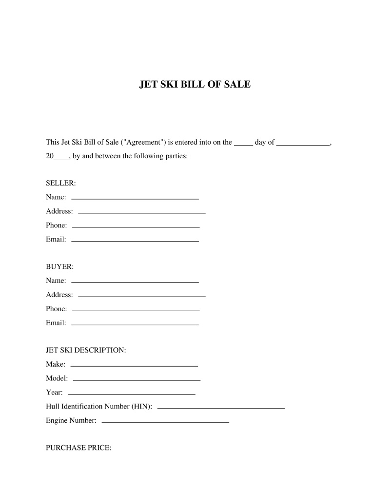 Jet Ski Bill of Sale Preview