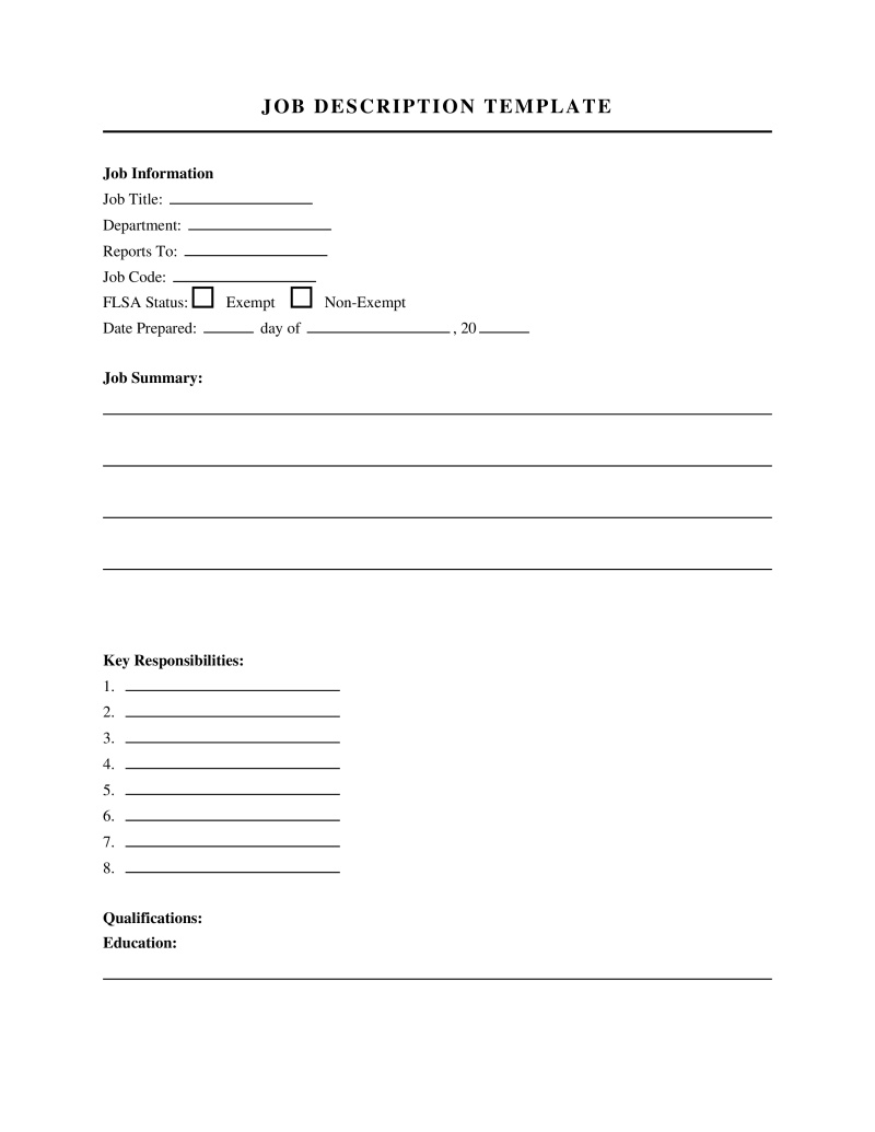 Job Description Template