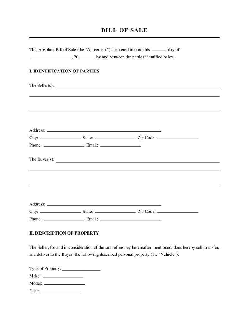 Kansas Bill of Sale Preview