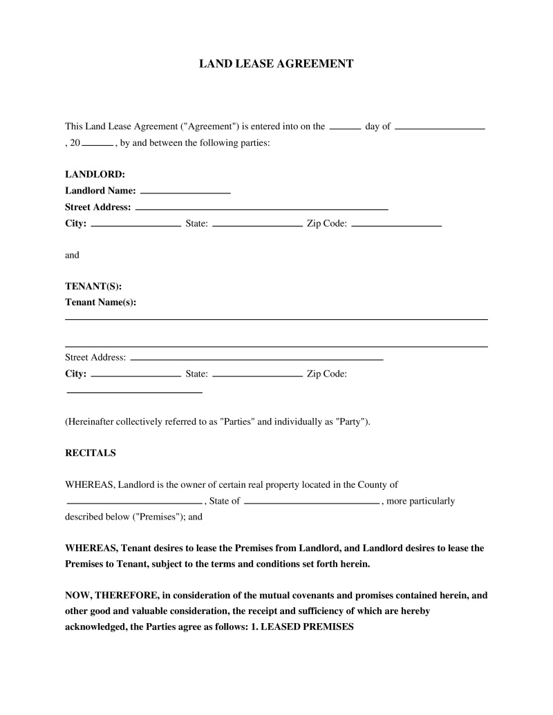 Land Lease Agreement Preview