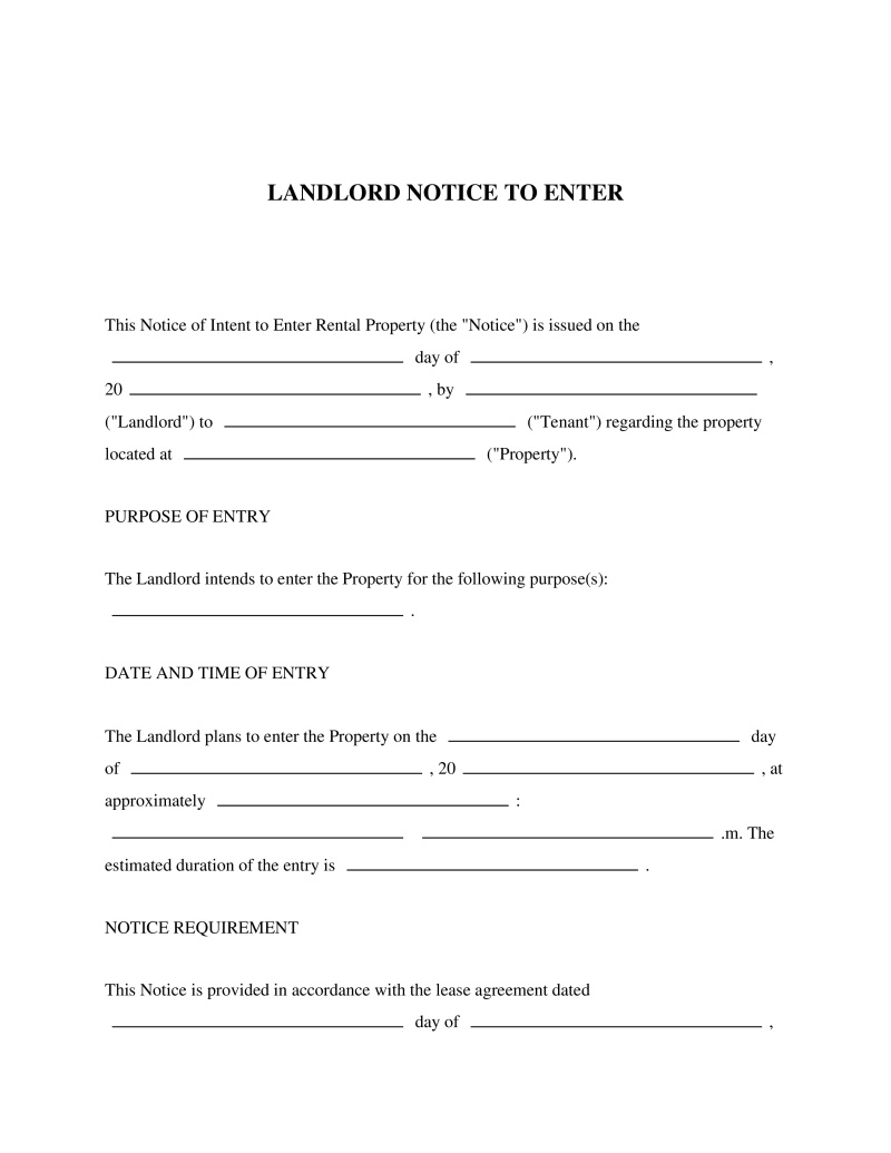 Landlord Notice to Enter