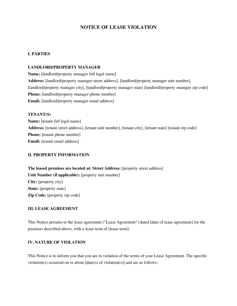 Lease Violation Notice Preview