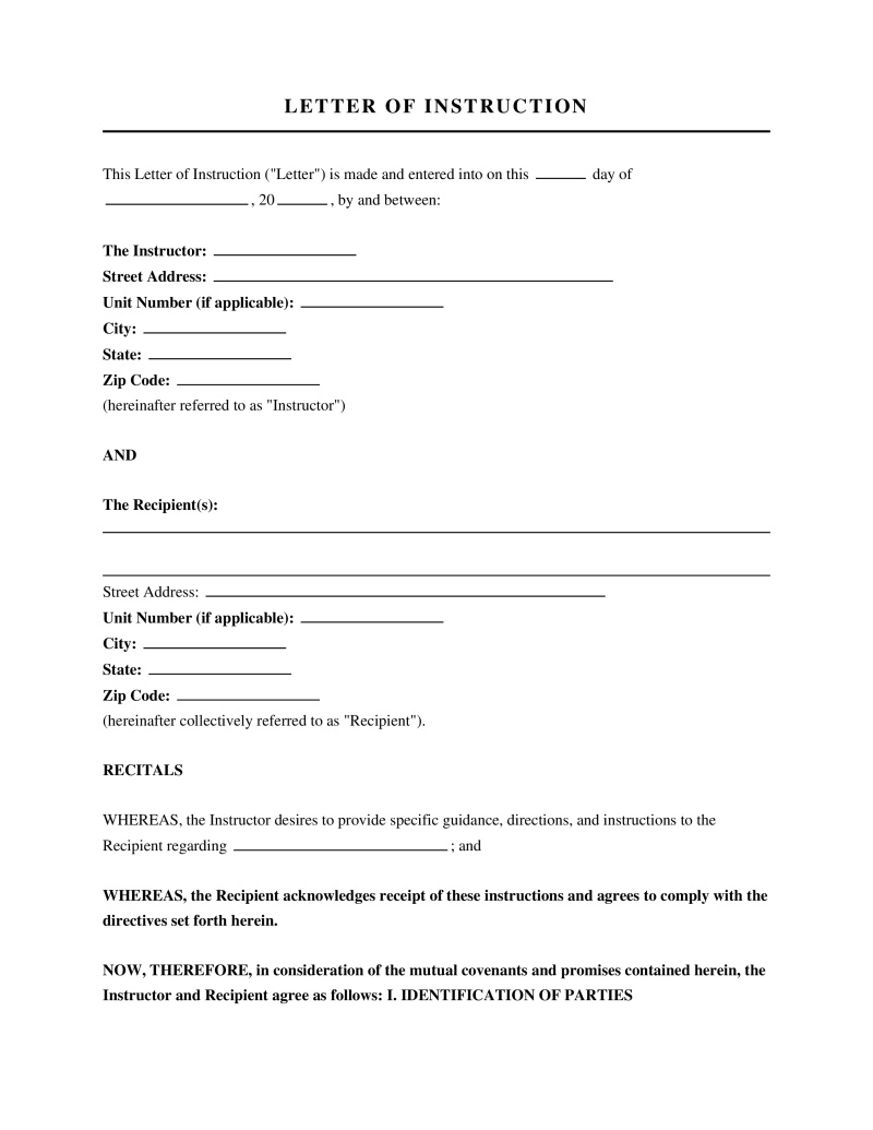 Letter of Instruction Preview