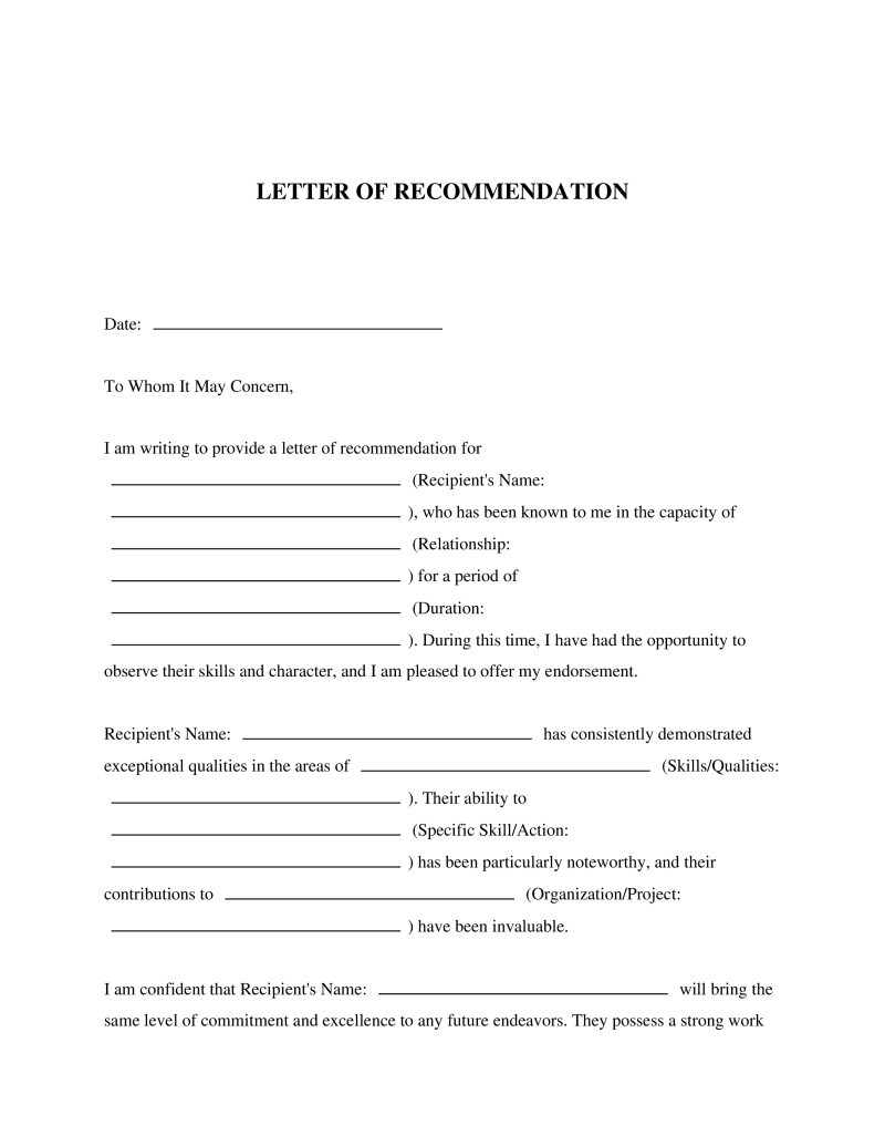 Letter of Recommendation