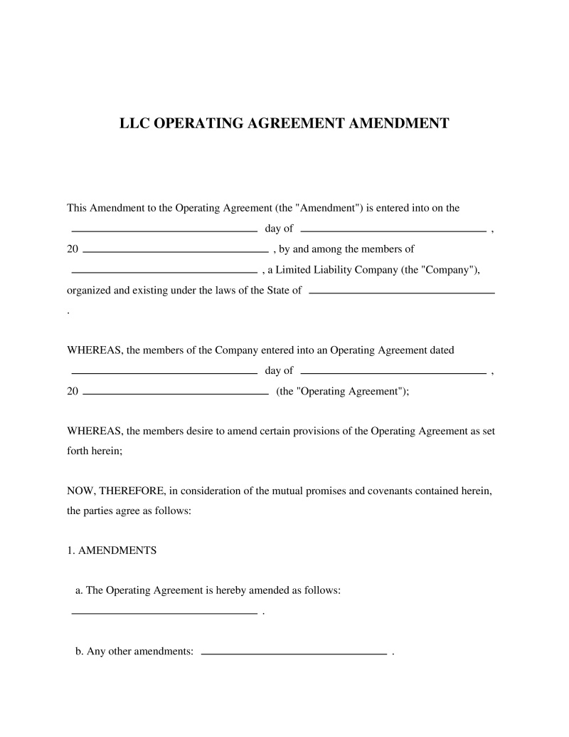 Amendment to an LLC Operating Agreement Preview