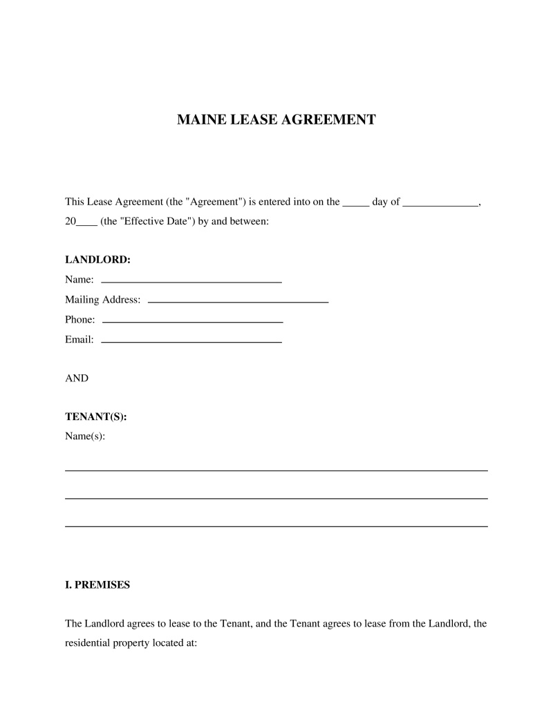 Maine Lease Agreement Preview