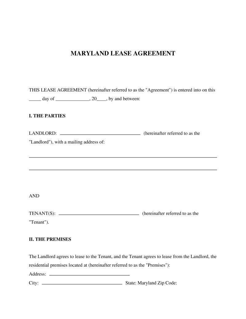 Maryland Lease Agreement Preview