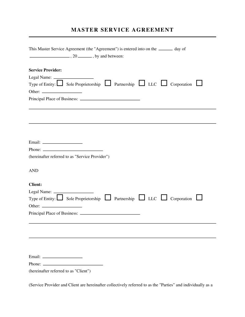 Master Service Agreement