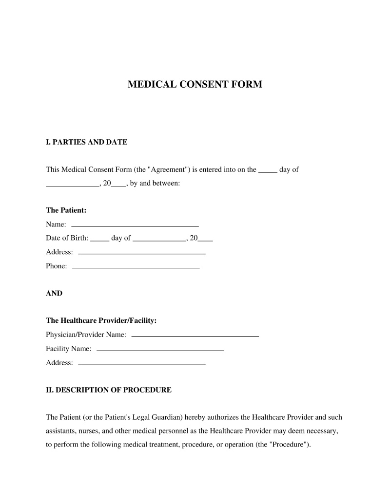 Medical Consent Form Preview