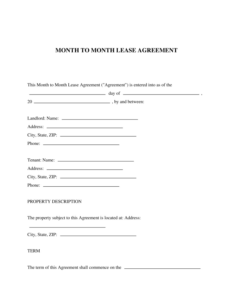 Month to Month Lease Agreement