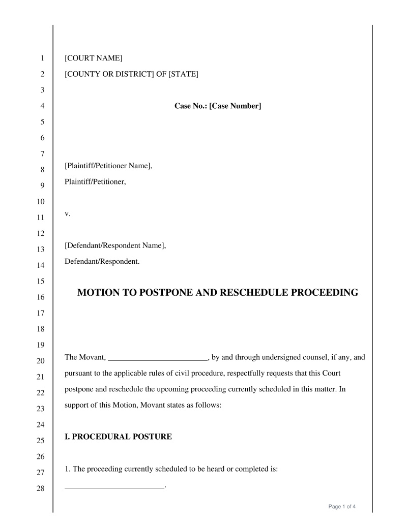 Motion for Continuance Preview