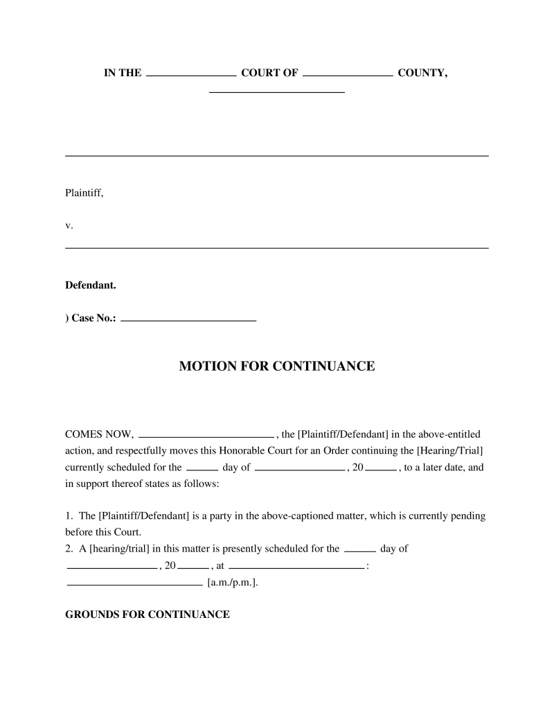 Motion for Continue