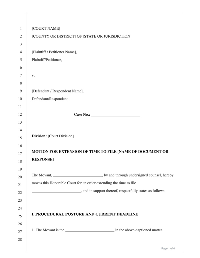 Motion for Extension of Time Preview