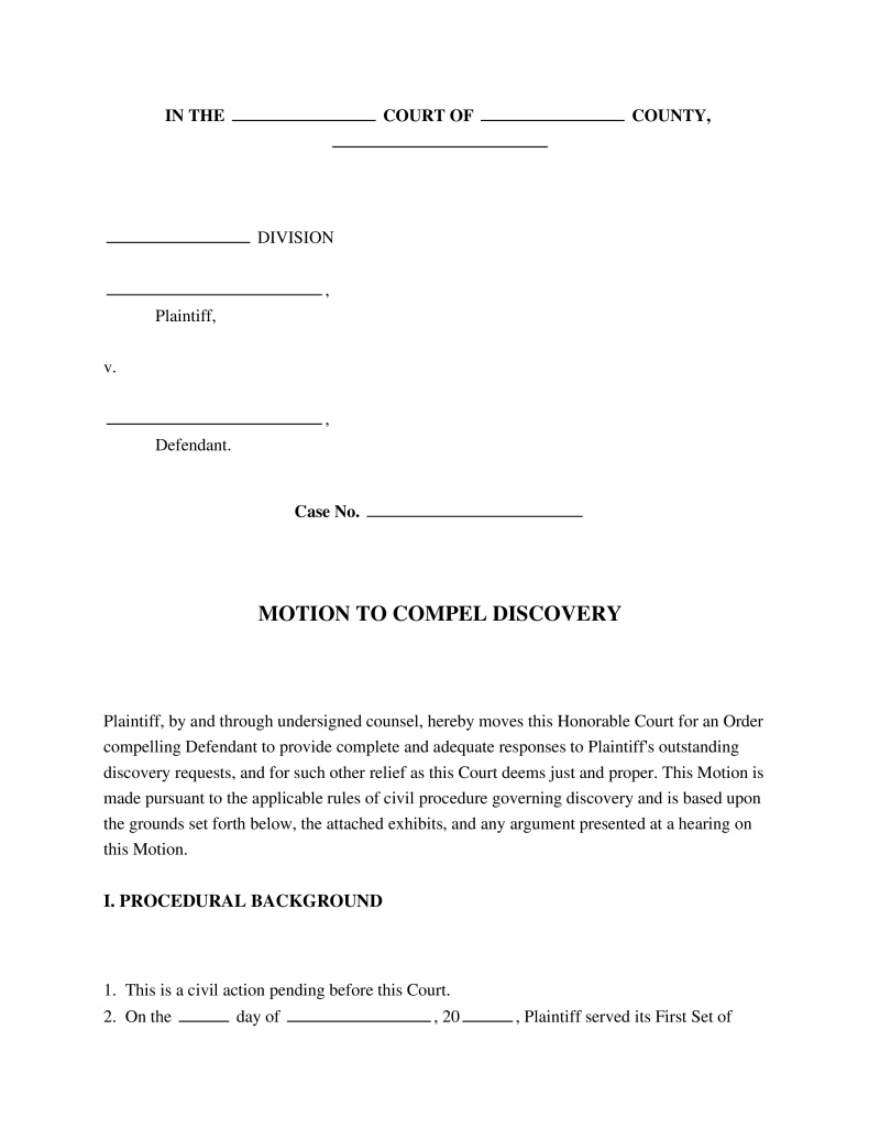 Motion to Compel Discovery Preview