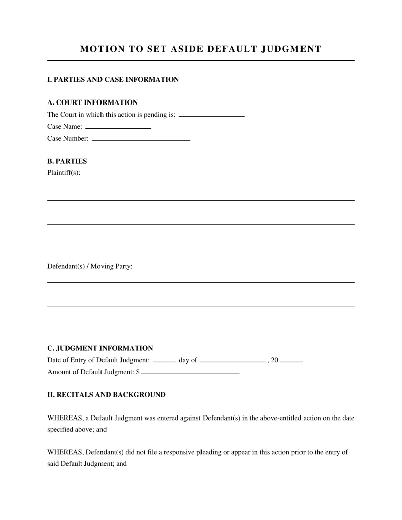 Motion to Set Aside Default Judgment Preview