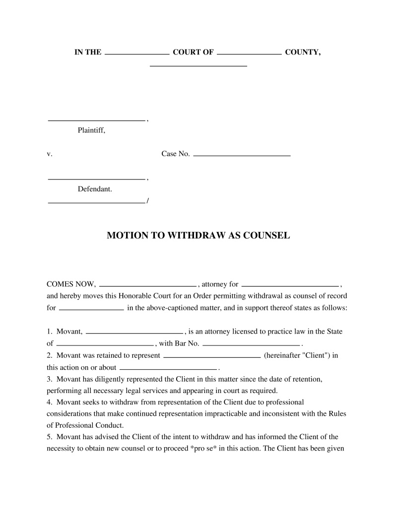Motion to Withdraw Preview