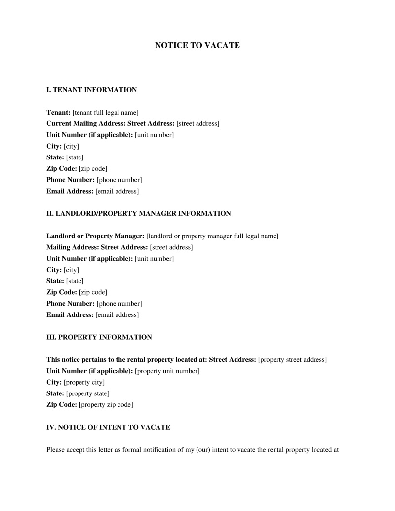 Move Out Notice Preview