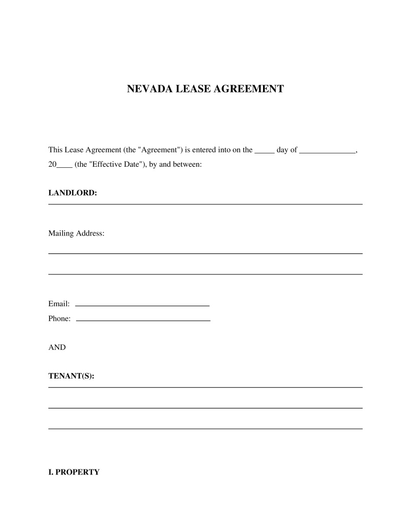 Nevada Lease Agreement Preview