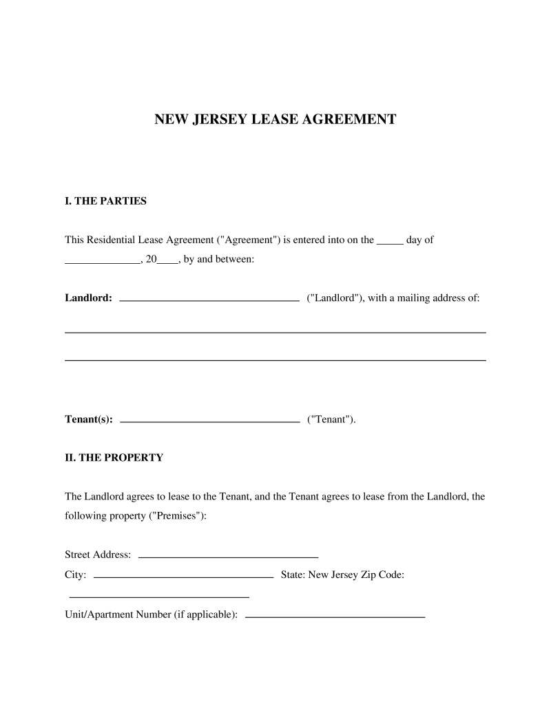 New Jersey Lease Agreement Preview