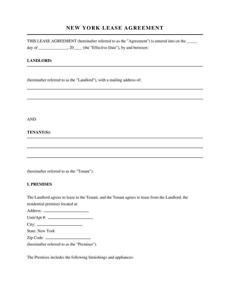 New York Lease Agreement Preview