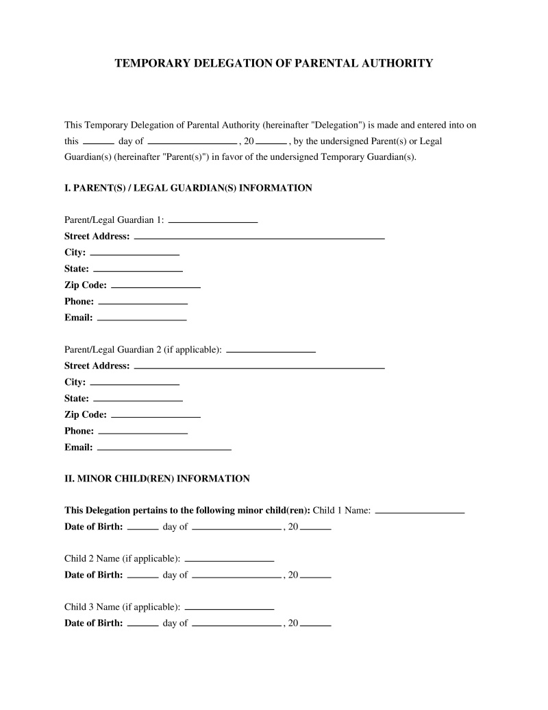 Non-Court Temporary Guardianship Letter Preview