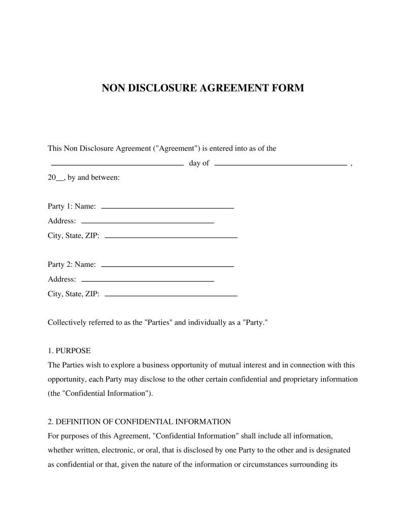 Non Disclosure Agreement