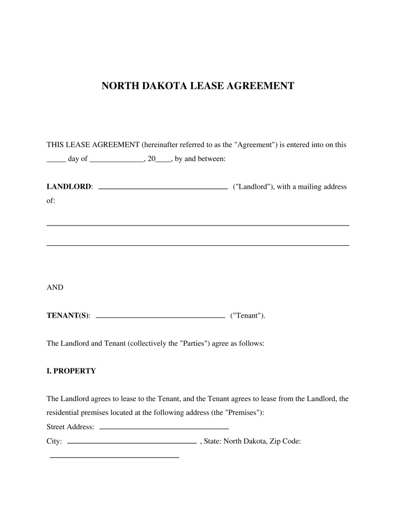 North Dakota Lease Agreement Preview