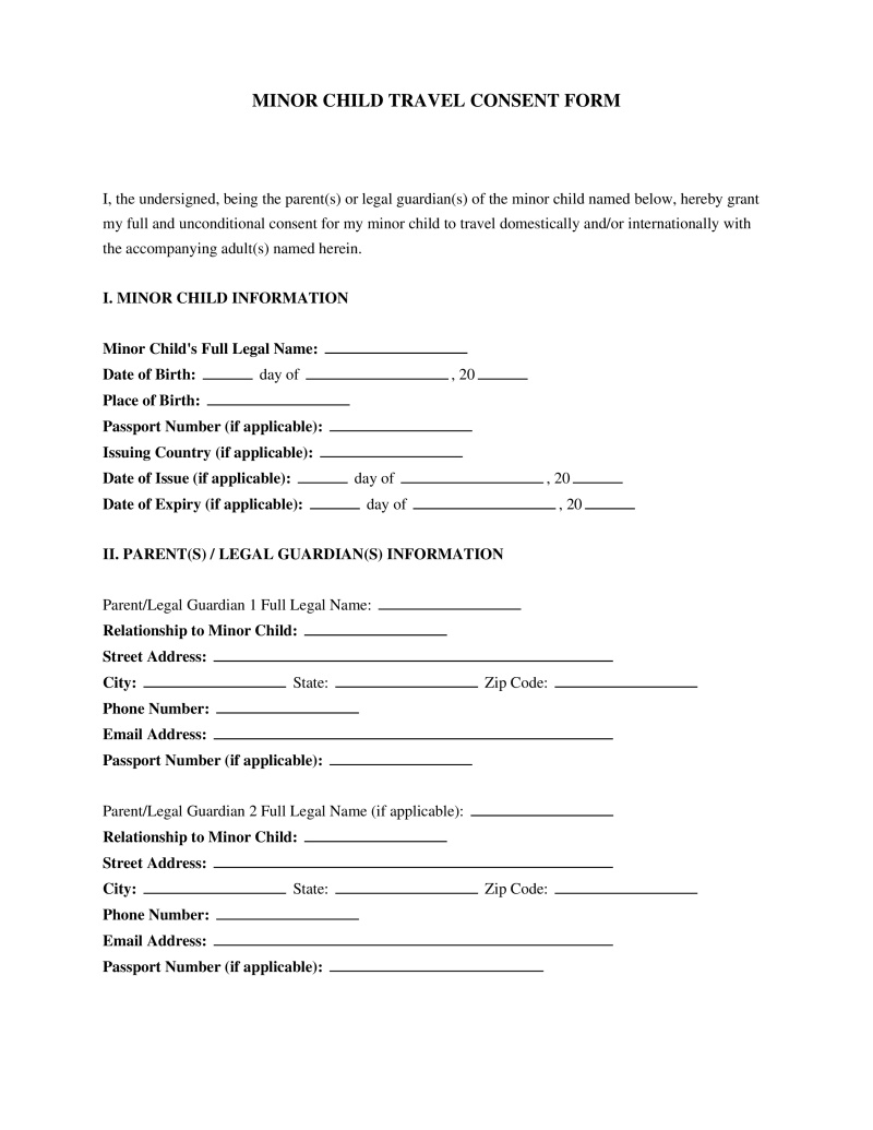 Notarized Child Travel Consent Form Preview