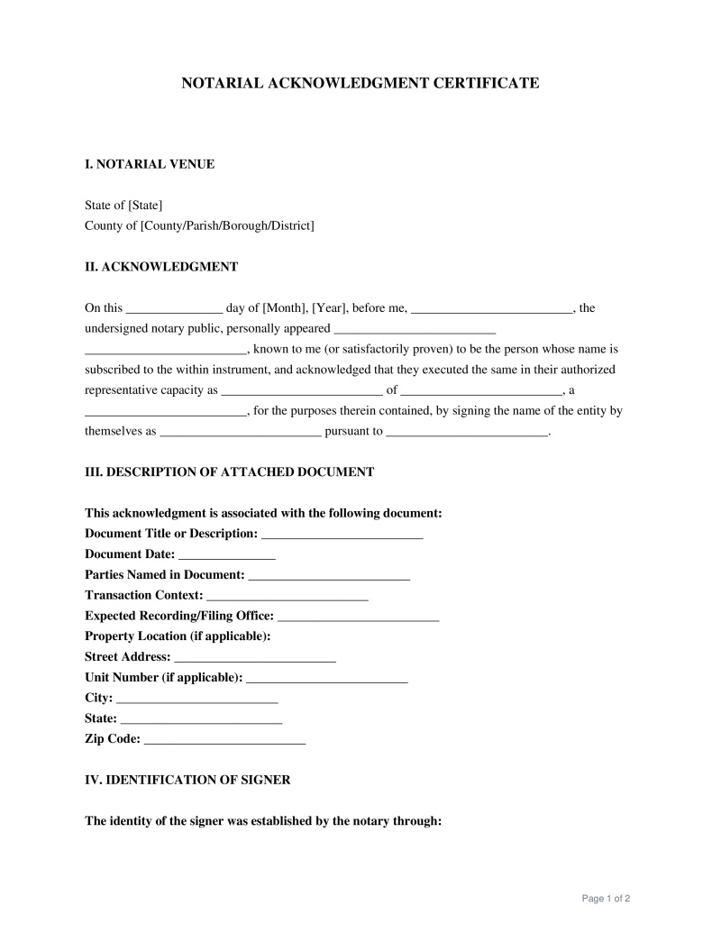 Notary Acknowledgement Preview