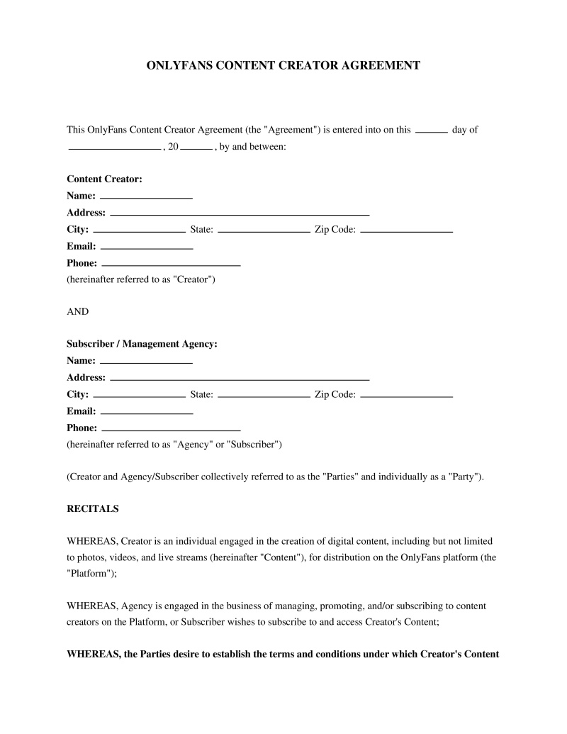 OnlyFans Contract Preview