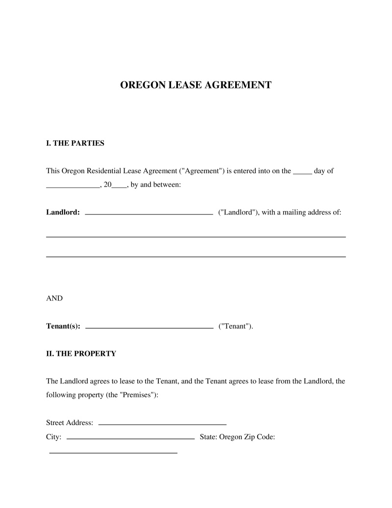 Oregon Lease Agreement Preview