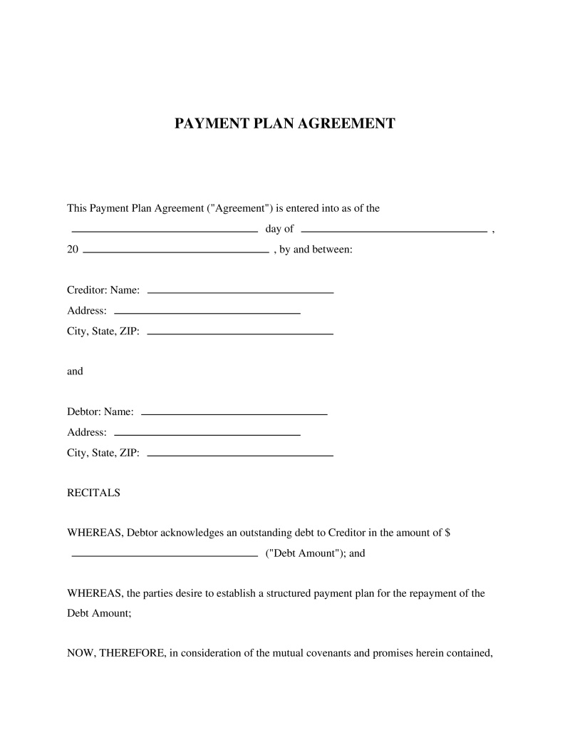 Payment Plan Agreement