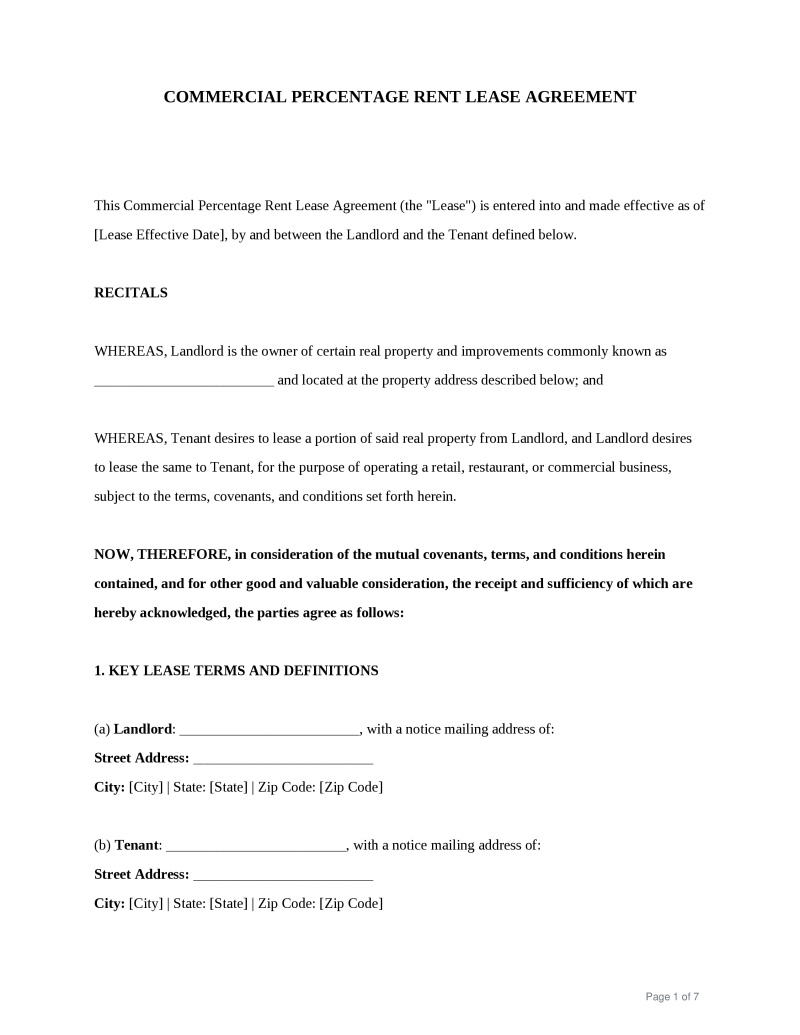 Percentage Lease Preview