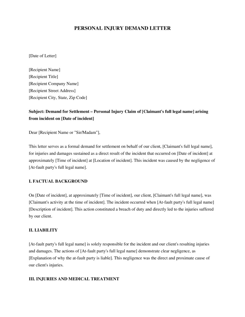 Personal Injury Demand Letter Preview