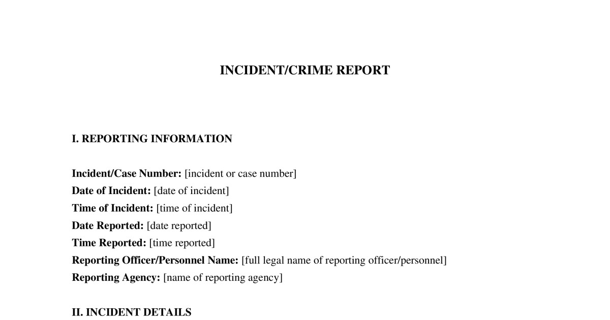 Free Police Report Template | PDF & Word | LegalTemplates