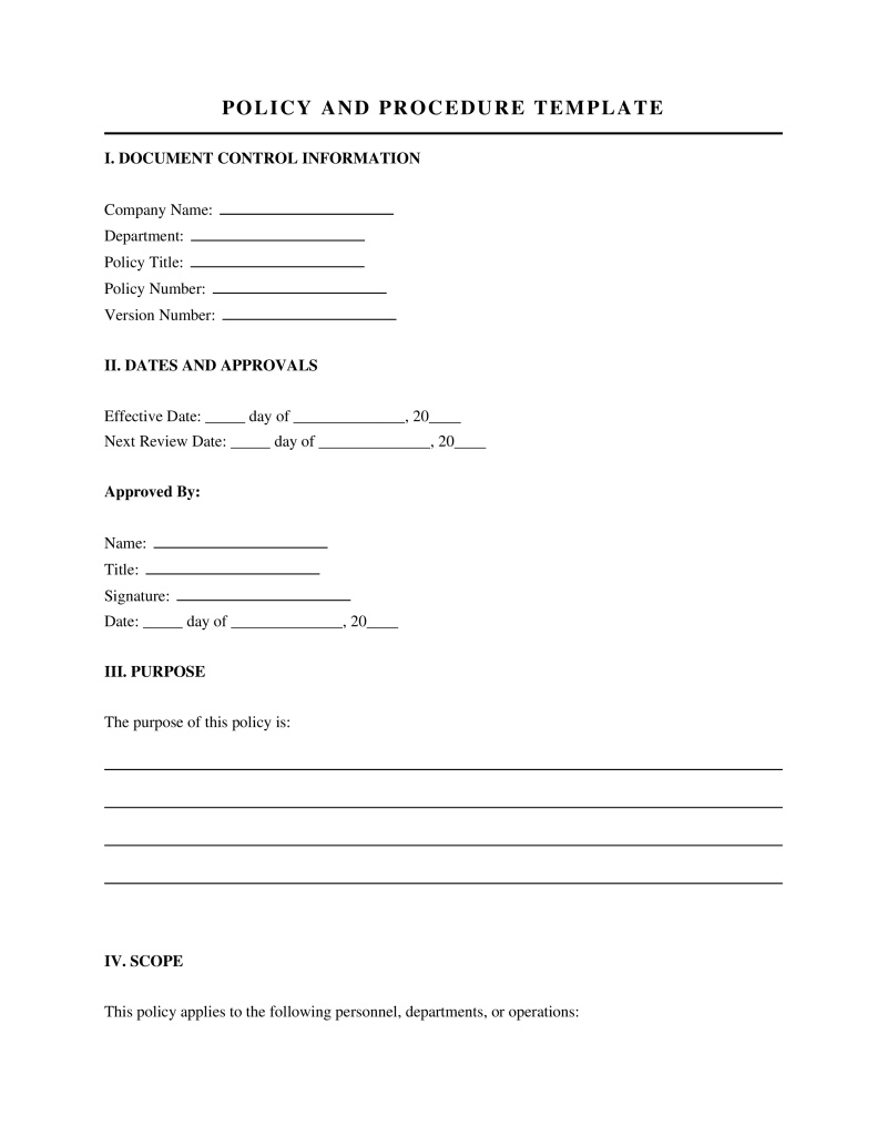 Policy and Procedure Template Preview