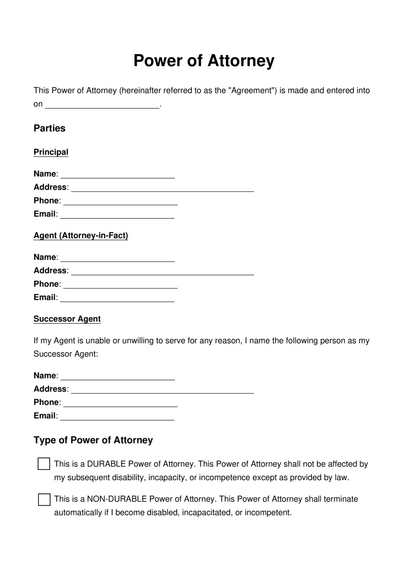 Power of Attorney Preview