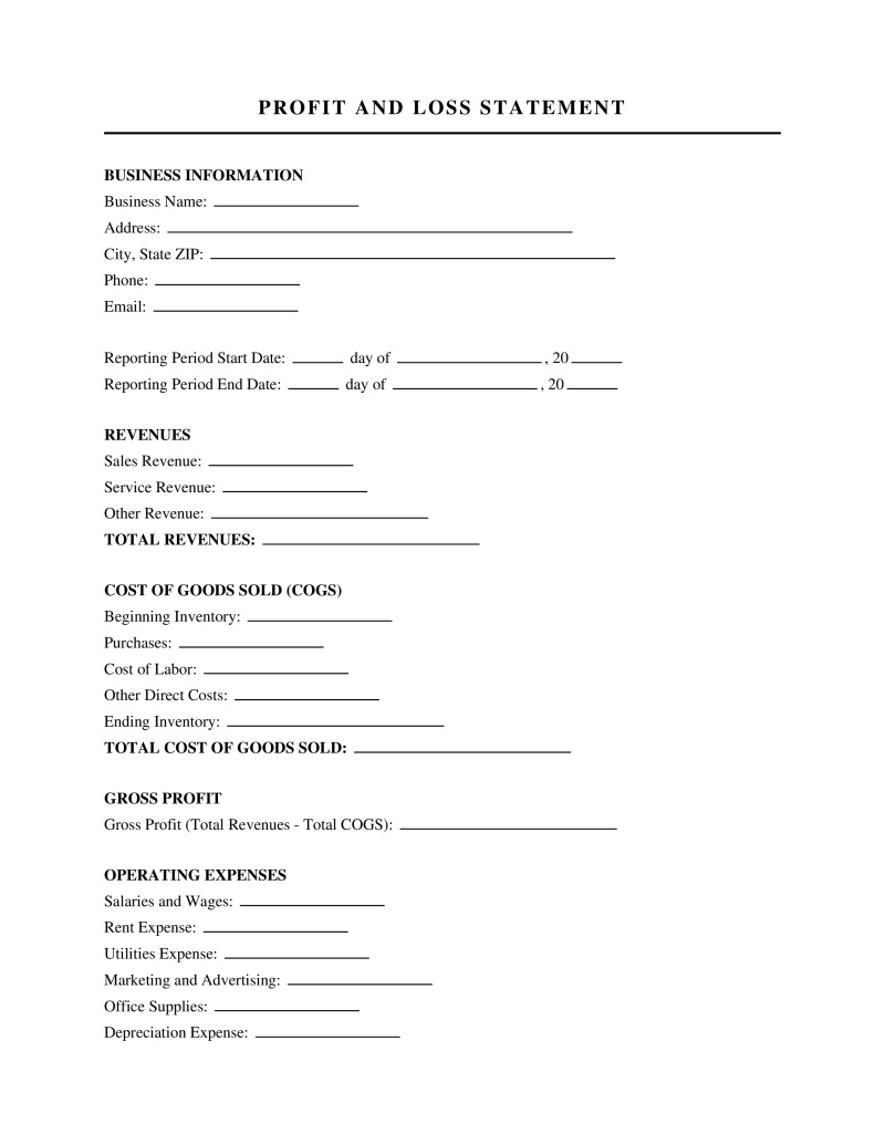 Profit and Loss Statement