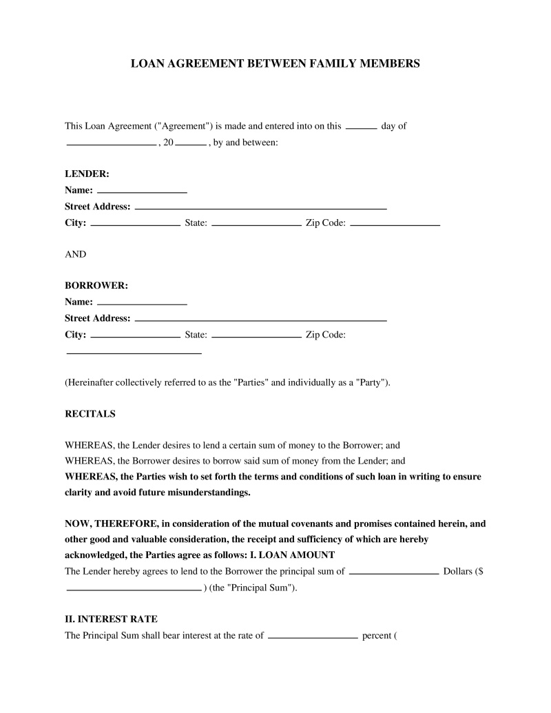 Promissory Note Between Family Members Preview