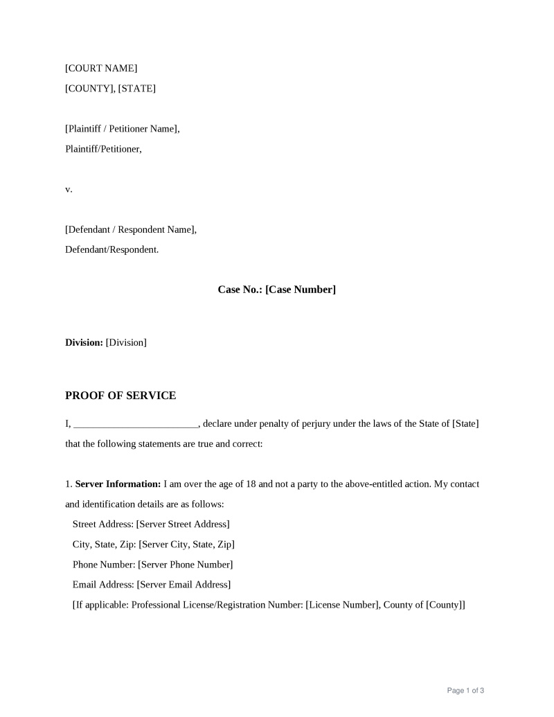 Proof of Service Preview