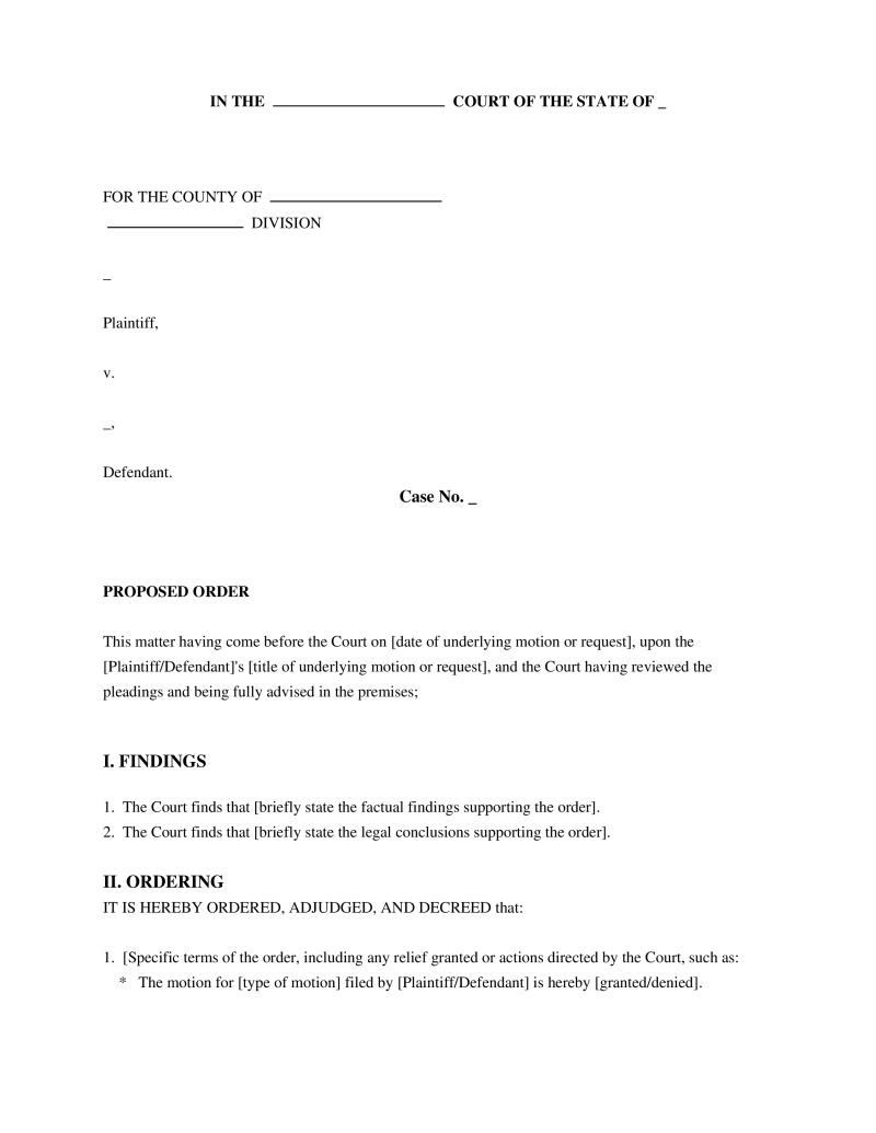 Proposed Order Preview