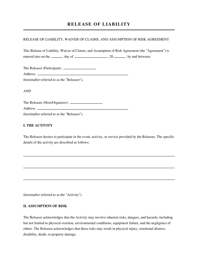 Release of Liability