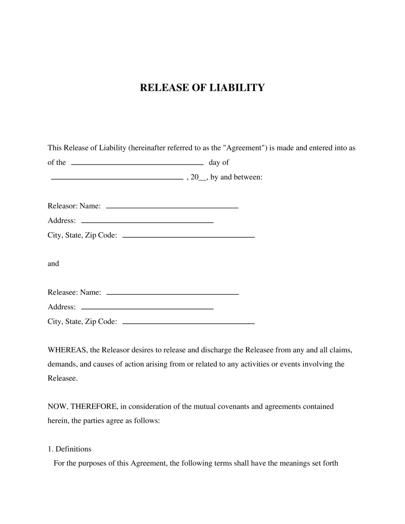 Release of Liability