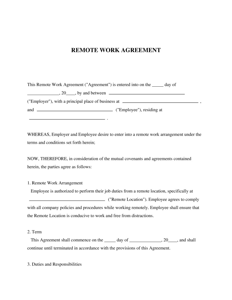 Remote Work Agreement Preview