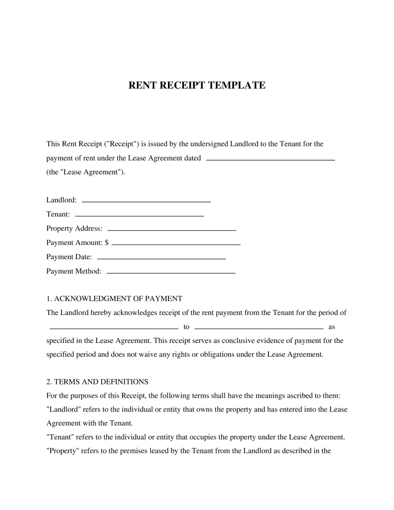Rent Receipt Template
