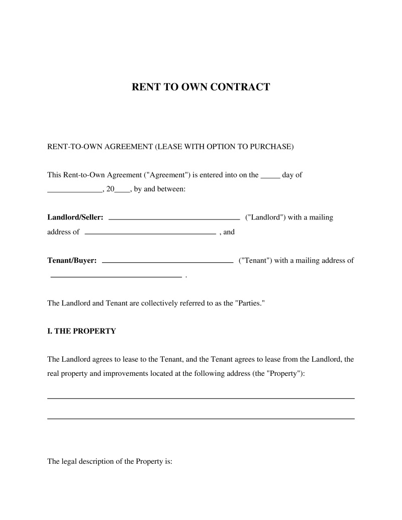 Rent-to-Own Contract Template