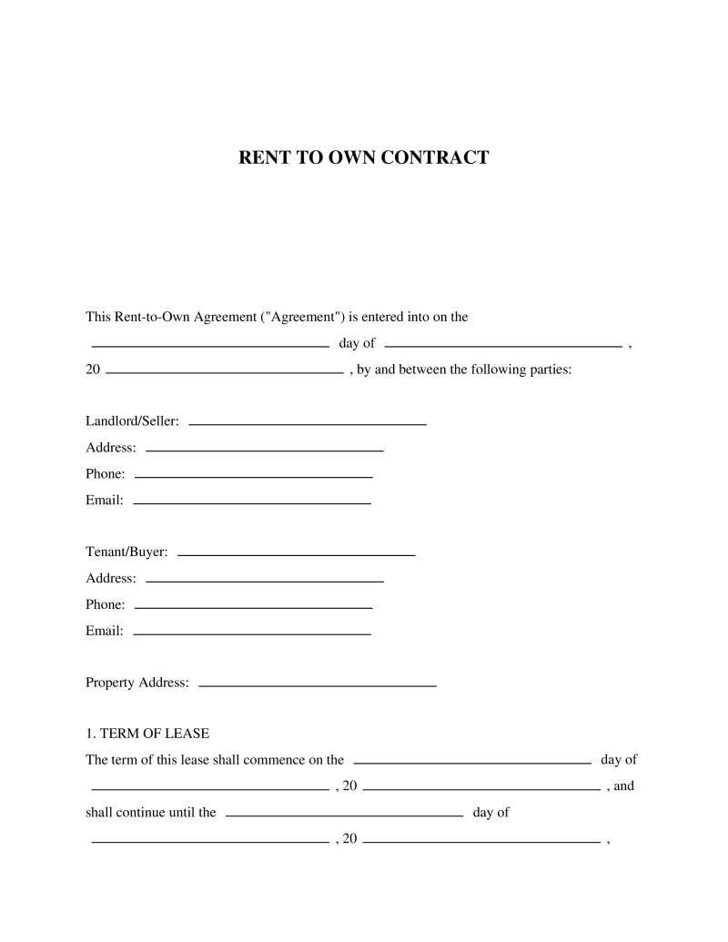 Rent-to-Own Contract Template