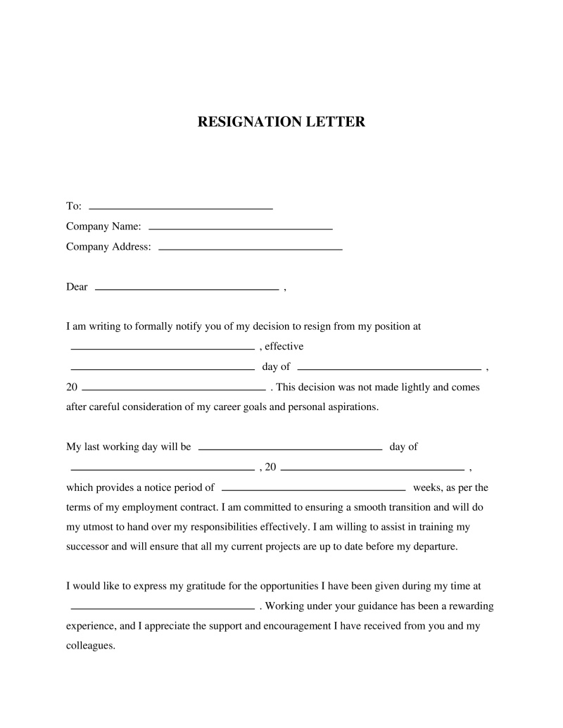 Resignation Letter Preview