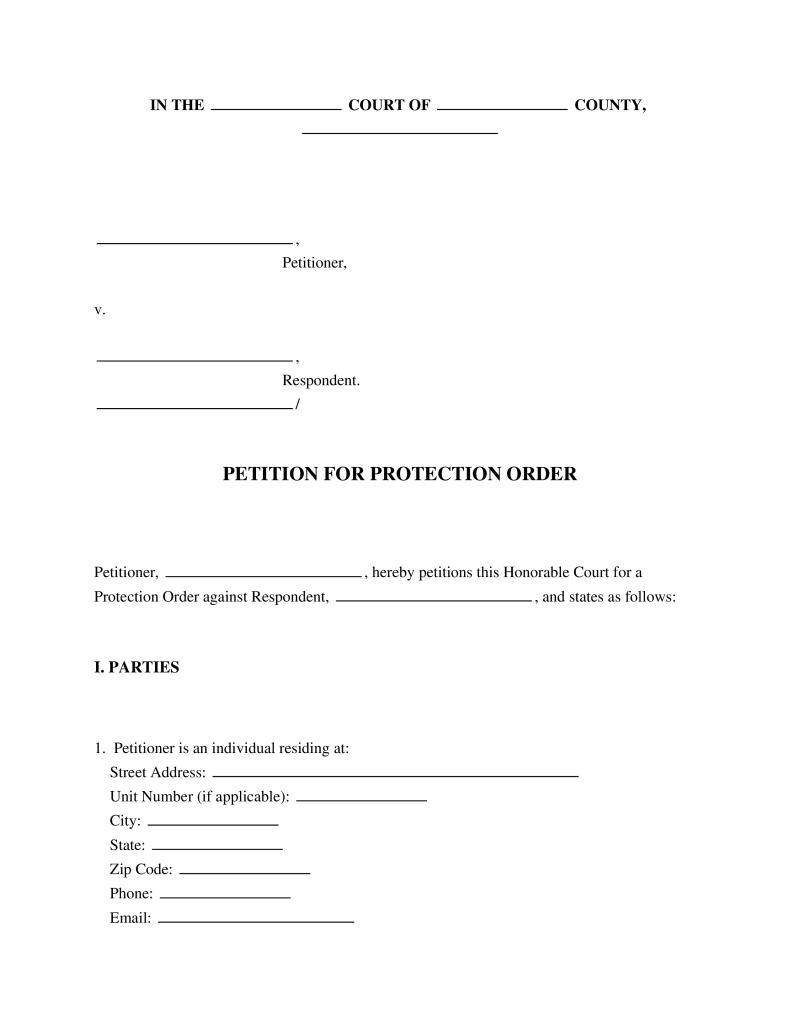 Restraining Order Form