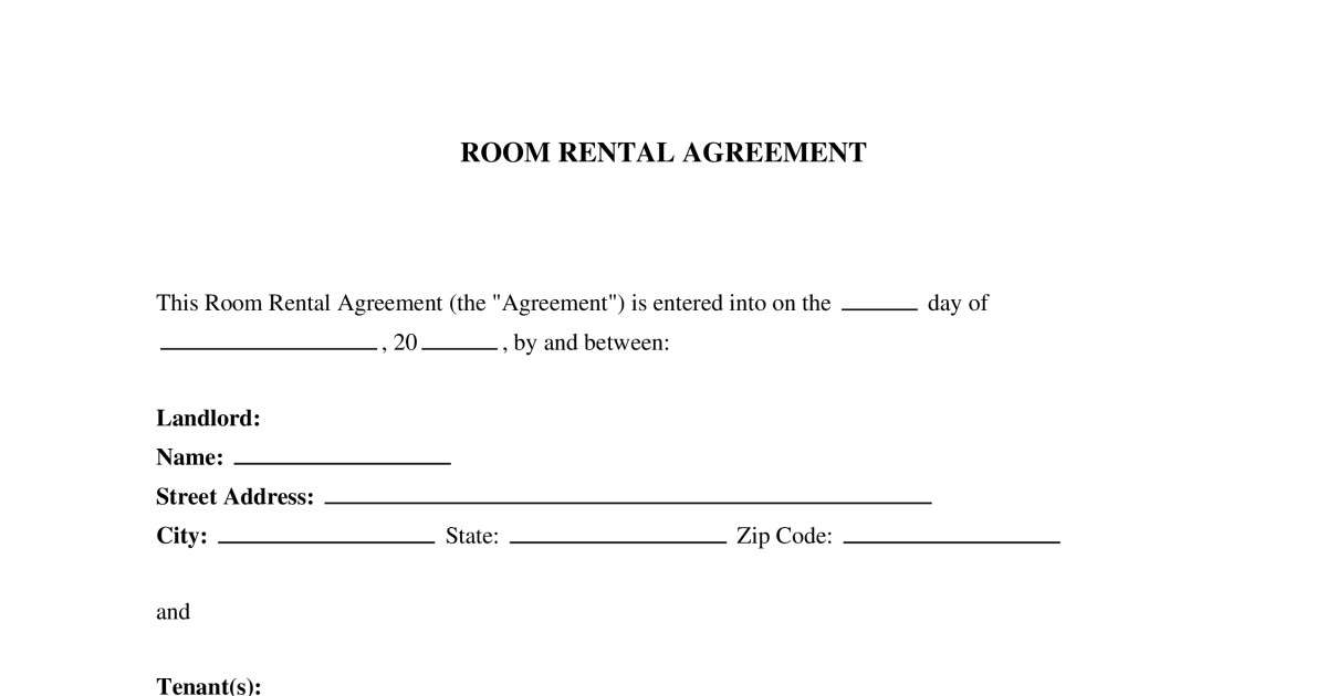 Free Room Rental Agreement Template | PDF & Word | LegalTemplates